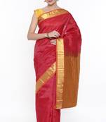 CLASSICATE From The House Of The Chennai Silks Women's Red Dharmavaram Silk Saree With Running Blouse