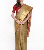 CLASSICATE From The House Of The Chennai Silks Women's Beige Dharmavaram Silk Saree With Running Blouse