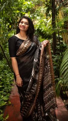 Multicolor Printed Tassar Silk Saree With Blouse 1