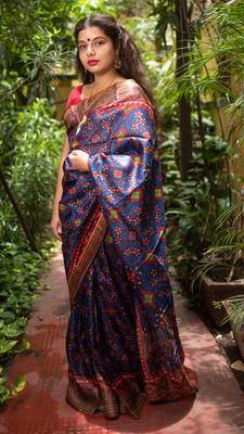 Multicolor Printed Tassar Silk Saree With Blouse 1