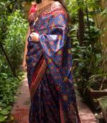 Multicolor Printed Tassar Silk Saree With Blouse