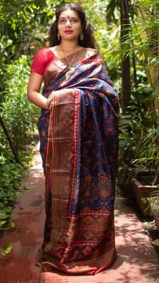 Multicolor Printed Tassar Silk Saree With Blouse 2