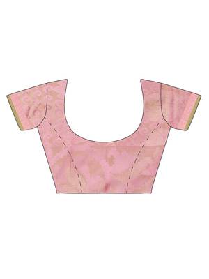 CLASSICATE From The House Of The Chennai Silks Women's Pink Dharmavaram Silk Saree With Running Blouse 5