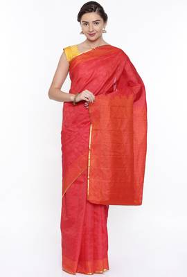 CLASSICATE From The House Of The Chennai Silks Women's Red Dharmavaram Silk Saree With Running Blouse 1