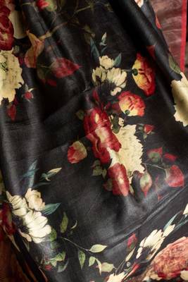 Multicolor Printed Tassar Silk Saree With Blouse 5