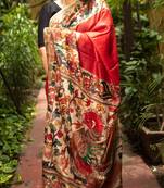 Multicolor Printed Tassar Silk Saree With Blouse