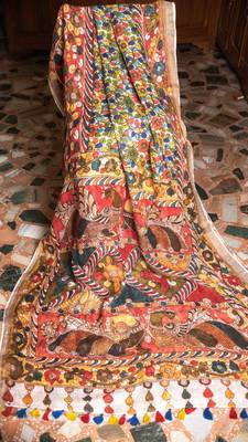 Multicolor Printed Tassar Silk Saree With Blouse 3