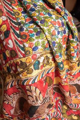 Multicolor Printed Tassar Silk Saree With Blouse 4