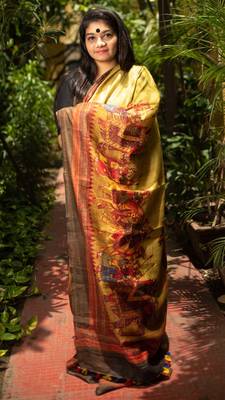 Multicolor Printed Tussar Saree With Blouse 2