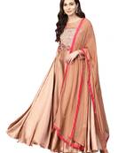 Rose Gold Satin Silk Embroidered Kurta Dupatta Set