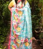 Multicolor Printed Tassar Silk Saree With Blouse