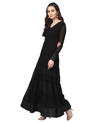 Black Georgette Embroidered Kurta Dupatta Set 2