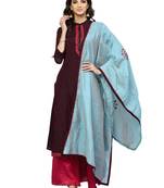Purple Chanderi Cotton Embroidered Palazzo Kameez Dupatta