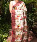 Multicolor Printed Mulberry Tassar Silk Saree With Blouse