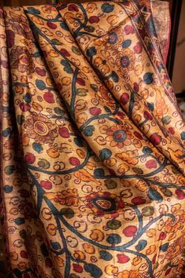 Multicolor Printed Tussar Silk Saree With Blouse 4