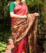 Multicolor Printed Tussar Silk Saree With Blouse