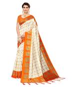 Orange printed art silk saree with blouse