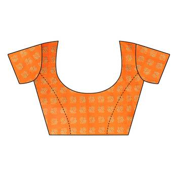 Orange printed art silk saree with blouse 5