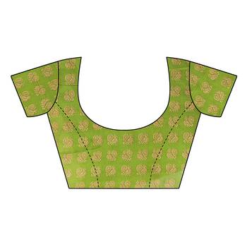 Light green printed art silk saree with blouse 5