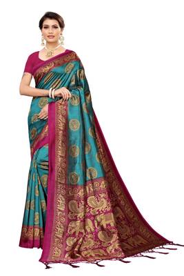 Multicolor Printed Art Silk Saree With Blouse Pack Of 3 Saree 8