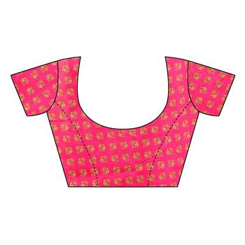 Pink printed art silk saree with blouse 5