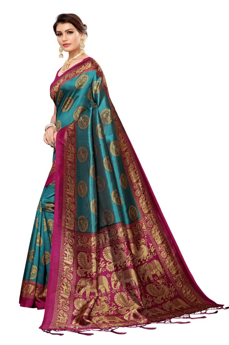Multicolor Printed Art Silk Saree With Blouse Pack Of 3 Saree