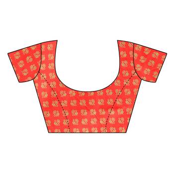 Red printed art silk saree with blouse 5