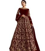 Maroon Embroidered Net Salwar