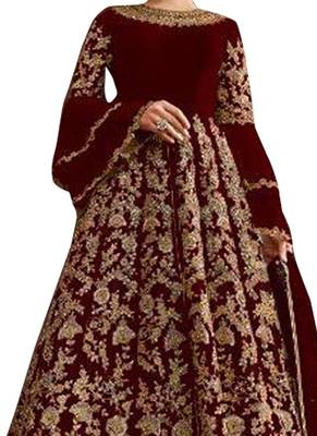 Maroon Embroidered Net Salwar 2