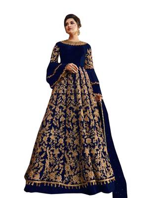 Blue Embroidered Net Salwar 1