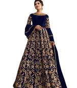 Blue Embroidered Net Salwar
