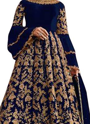 Blue Embroidered Net Salwar 2