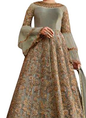 Grey Embroidered Net Salwar 2