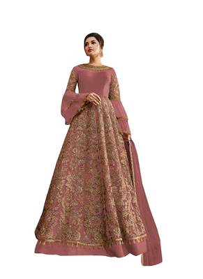 Peach Embroidered Net Salwar 1