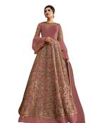 Peach Embroidered Net Salwar