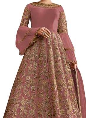Peach Embroidered Net Salwar 2