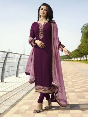 Purple embroidered satin salwar 1