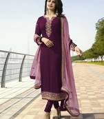 Purple embroidered satin salwar