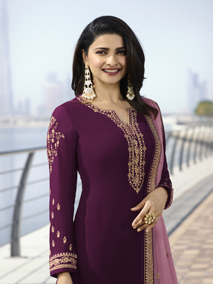 Purple embroidered satin salwar 2