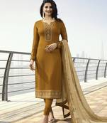 Green embroidered satin salwar