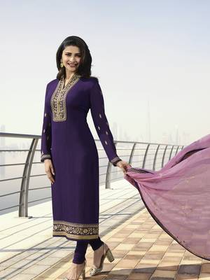 Violet embroidered satin salwar 1