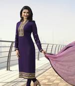 Violet embroidered satin salwar