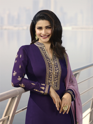 Violet embroidered satin salwar 2