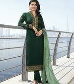 Green embroidered satin salwar