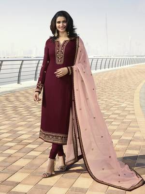 Maroon embroidered satin salwar 1