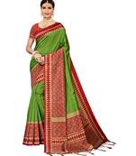 Green  printed Art Silk saree with blouse