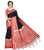 Black  printed Art Silk saree with blouse