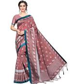 Maroon printed Art Silk saree with blouse