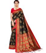 Black  printed Art Silk saree with blouse