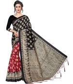 Black  printed Art Silk saree with blouse